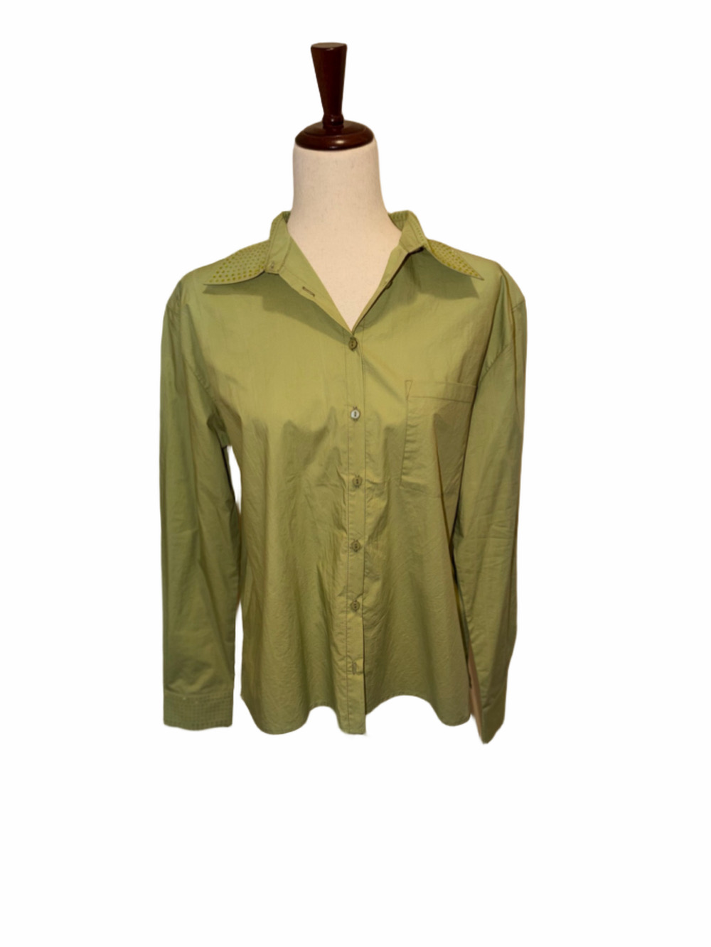 Women's Gold Hawk Button Down Shirt Size S Green Rhinestone Collar NWOT